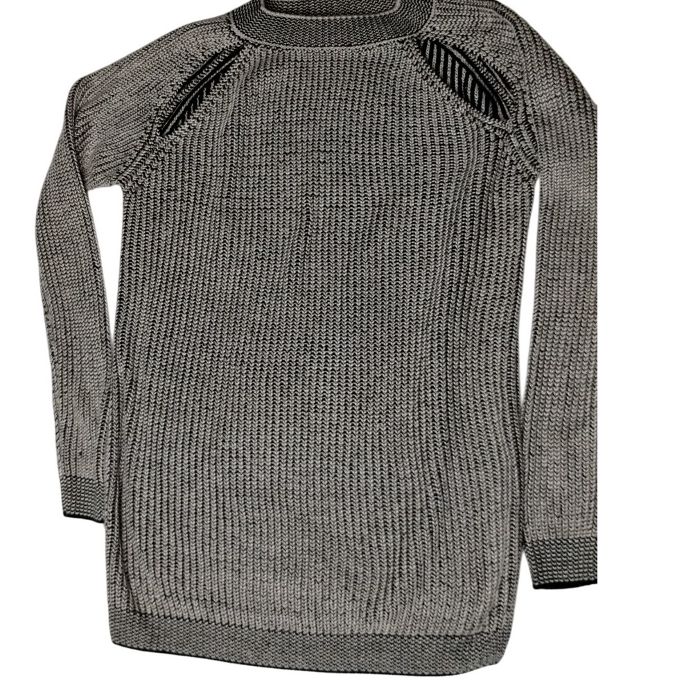 Love @ First Sight Sweater Dress Knit Pullover Long Sleeve Black Gray L